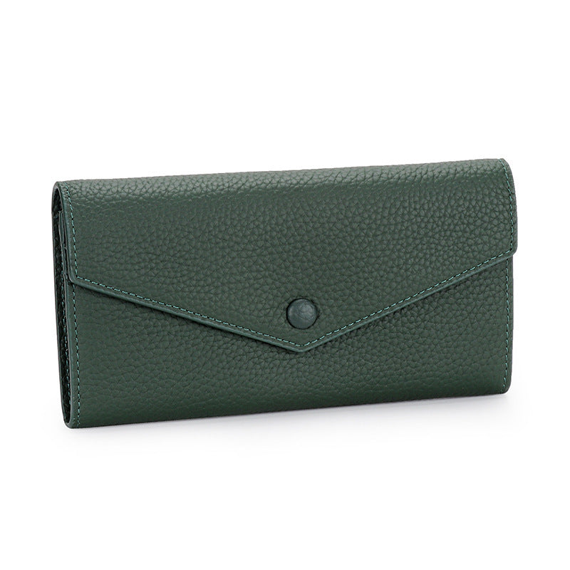 Women's Full Cowhide Long Large Capacity Genuine Ladies Wallet