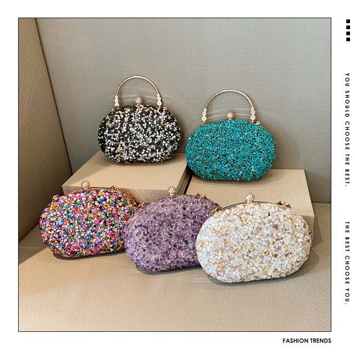 Comfortable Versatile Diamond Round Clutch Banquet Evening Bags