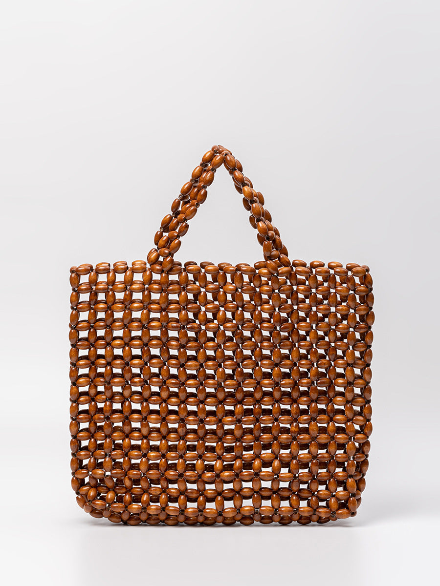 Women's Maple Hand-woven Leisure With Wooden Beads Bags