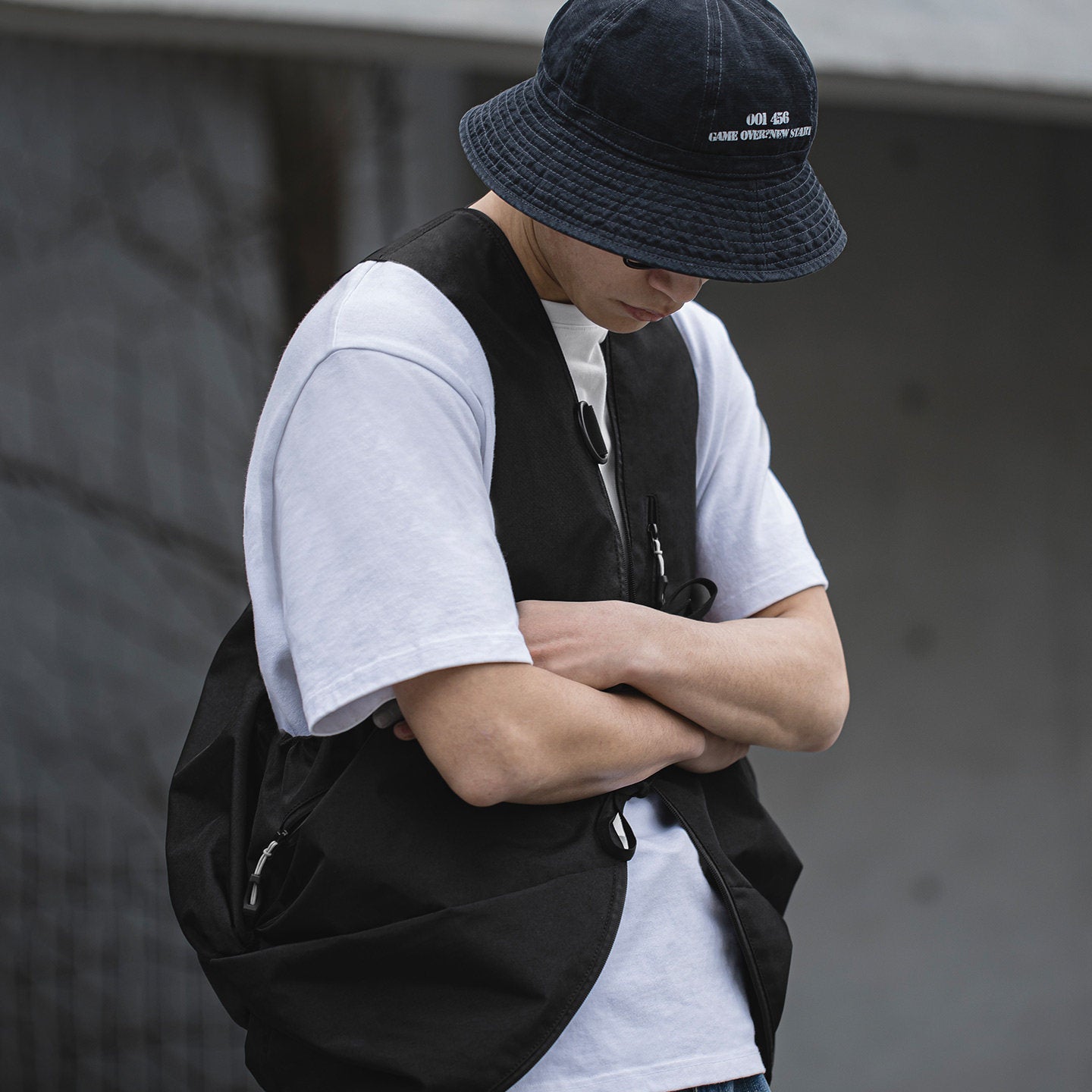 Men's Vest Sleeveless Tank Top Coat Men's Shoulder Bag