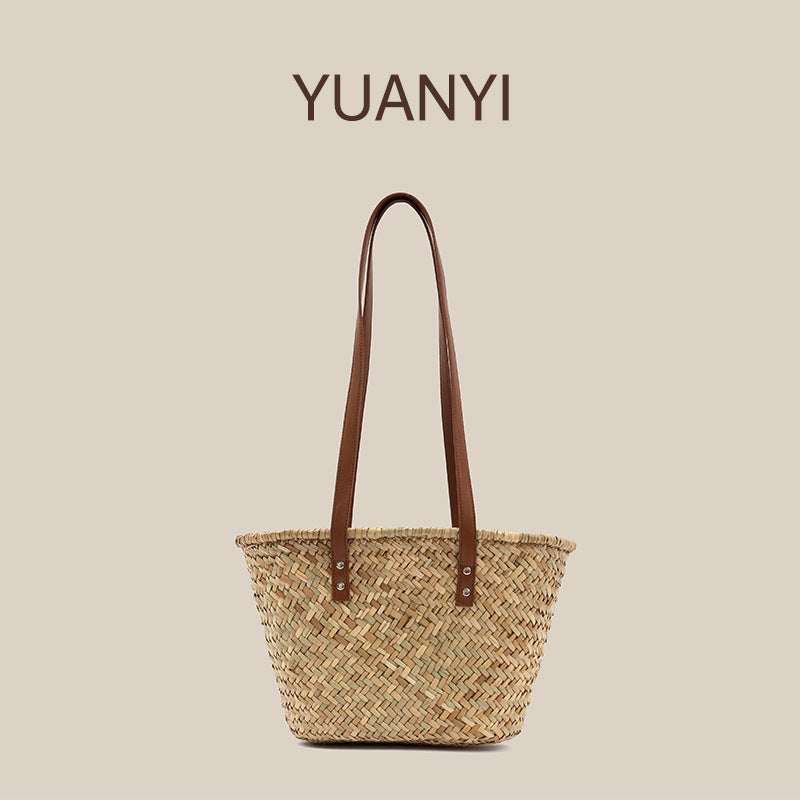 Summer Fresh Fashion Open Water Plants Woven Compact Temperamental Handbags