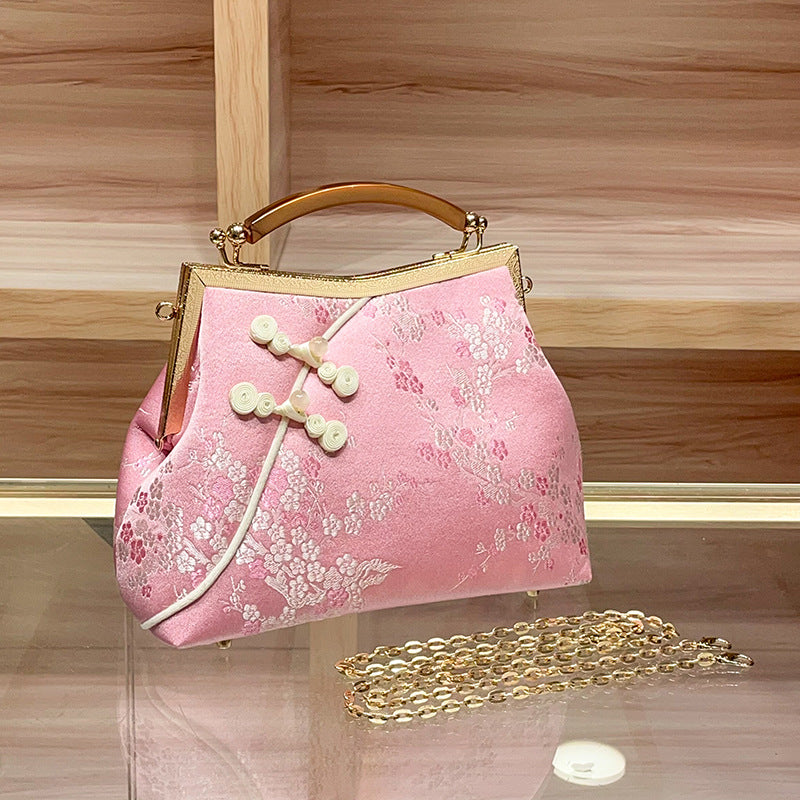 Women's Chinese Satin Pattern Chain National Fashion Coin Purses