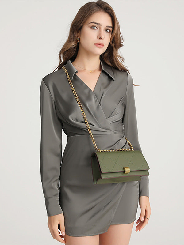 Baguette Underarm Rhombus Chain Female High Sense Spring Mature Style Women's Shoulder Bag