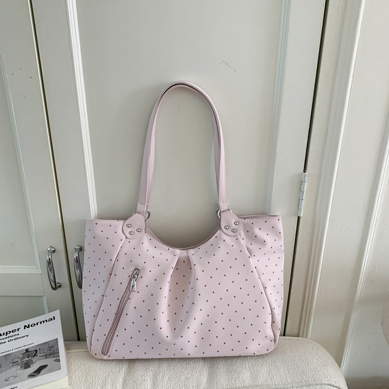 Women's Polka Dot Large Capacity Loose College Tote Bag