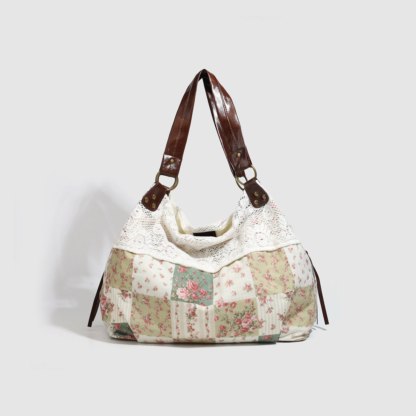 Women's Floral Cotton Stitching Hollow Embroidered Fresh Women's Shoulder Bag