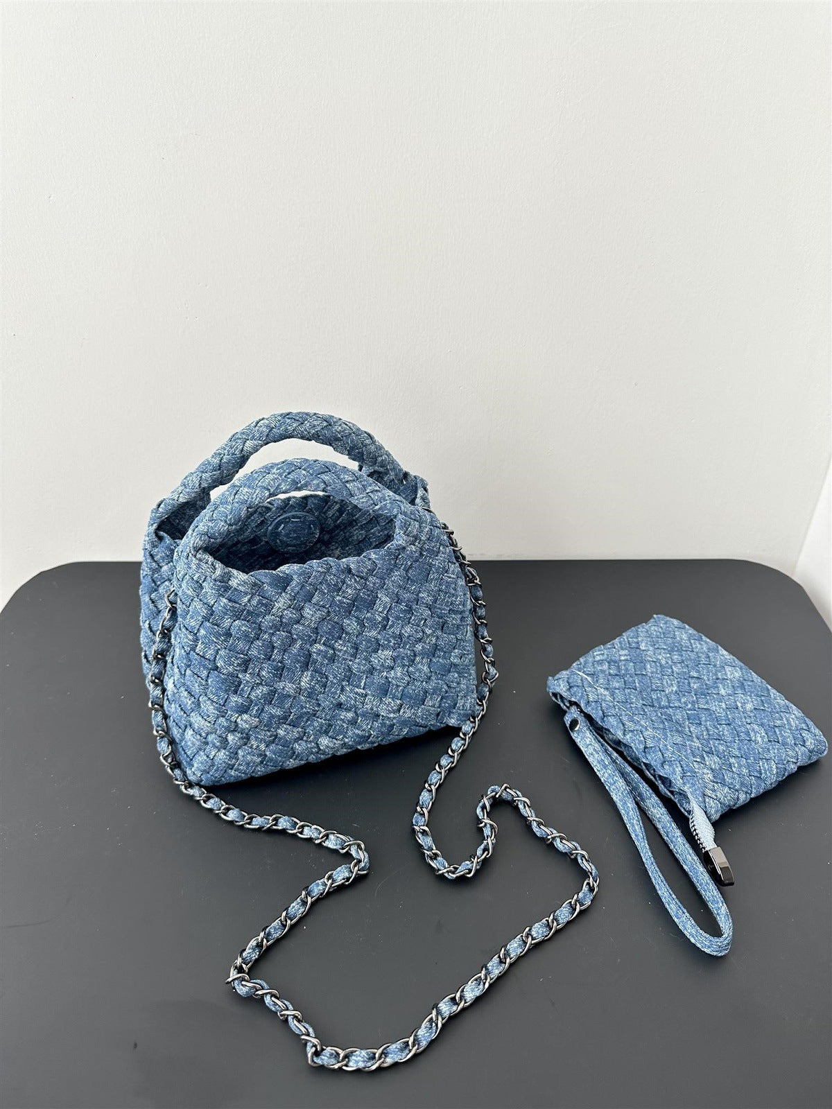 Denim Woven Large Capacity High-grade Hand-held Underarm Cross Women's Shoulder Bag