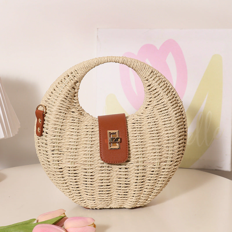 Fresh Shell Straw Fashion Twist Hand Carrying Woven Seaside Vacation Women's Messenger Bag