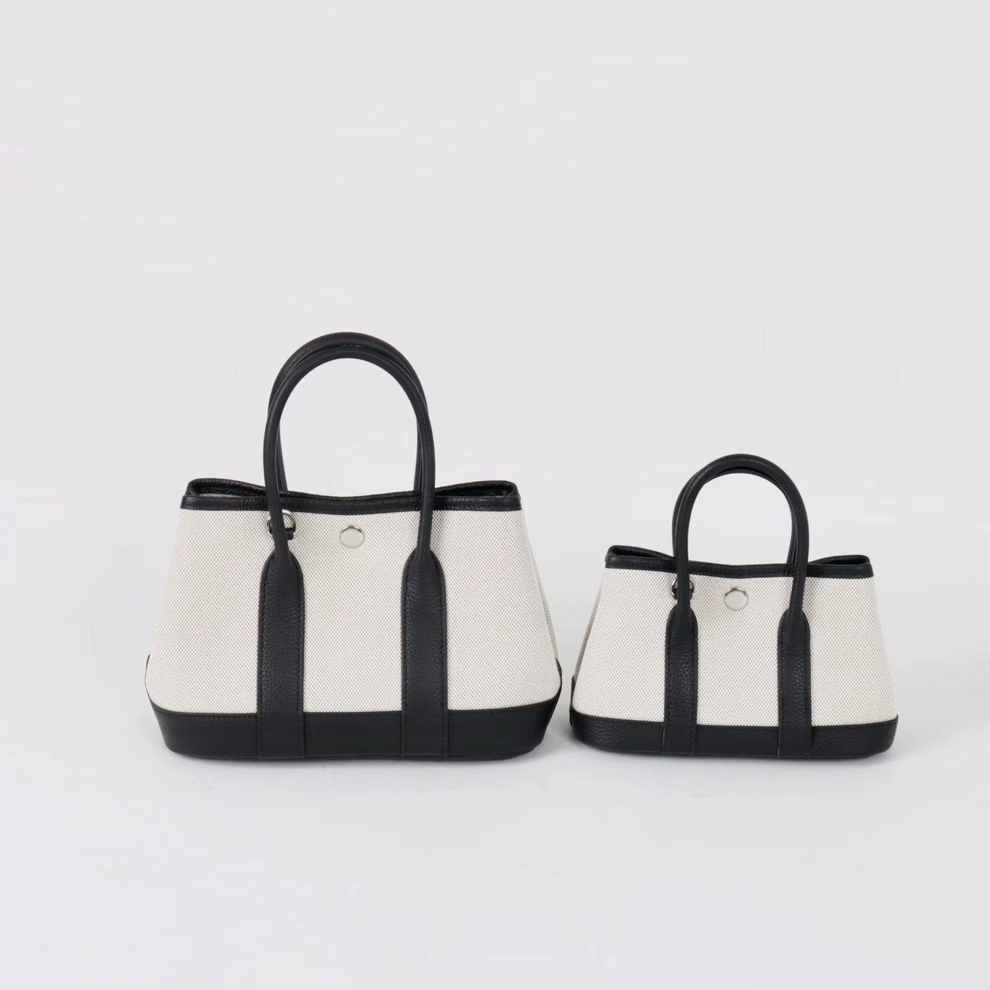 Trendy Top Layer Leather Contrast Color Canvas Women's Handbag