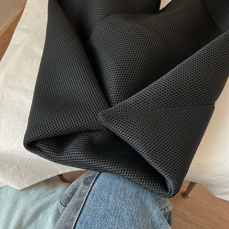 Women's Medium Size Black Triangle Dumpling Mesh Shoulder Bags