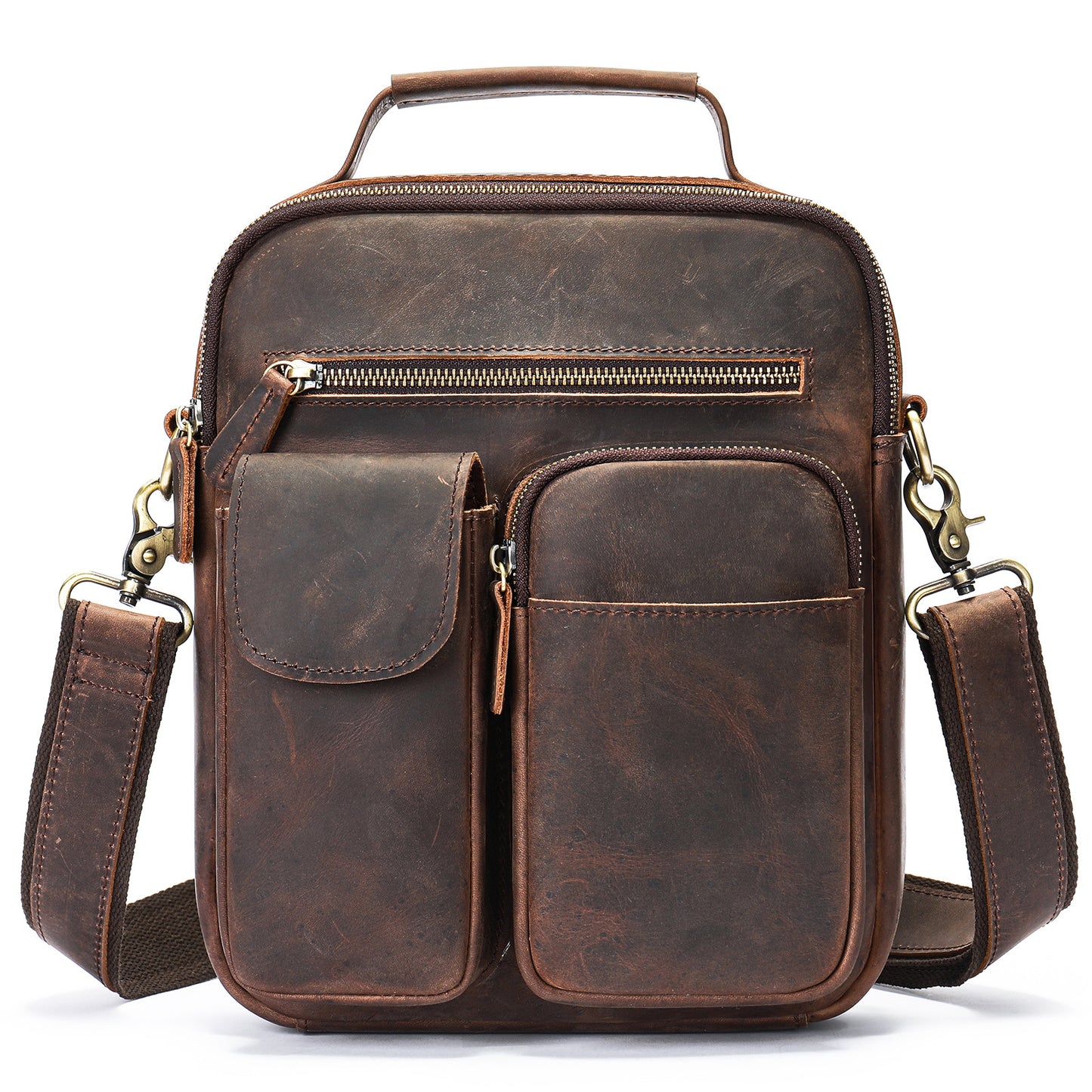 Men's Leather Fashion Crazy Horse First Layer Cowhide Men's Shoulder Bag