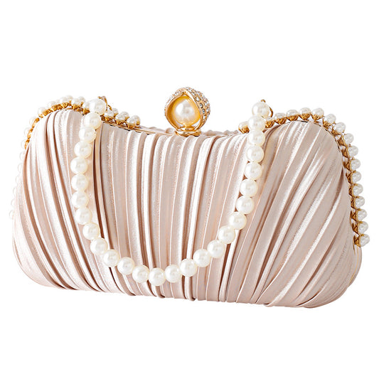 Women's Pleated Satin Banquet With Dress Cheongsam Dinner Bag