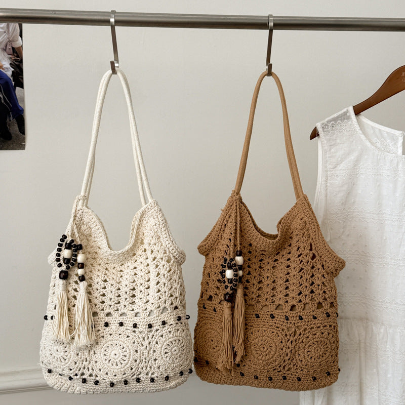 Women's Style Artistic Crafts Cotton Thread Woven Seaside Holiday Underarm Leisure Women's Shoulder Bag