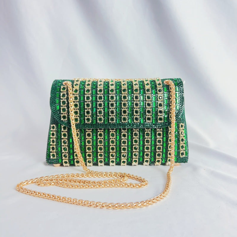 Women's Color Matching Rhinestone Ornament Gem Diamond Dinner Bag