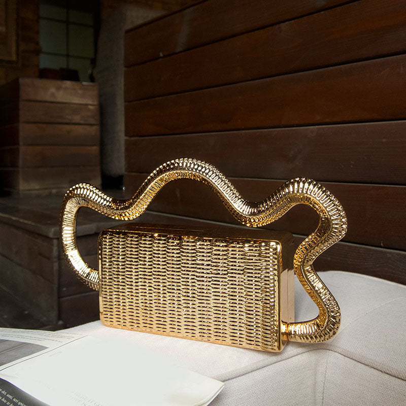 Trendy Metal Woven Vegetable Box Design Fashion Creative Women's Handbag