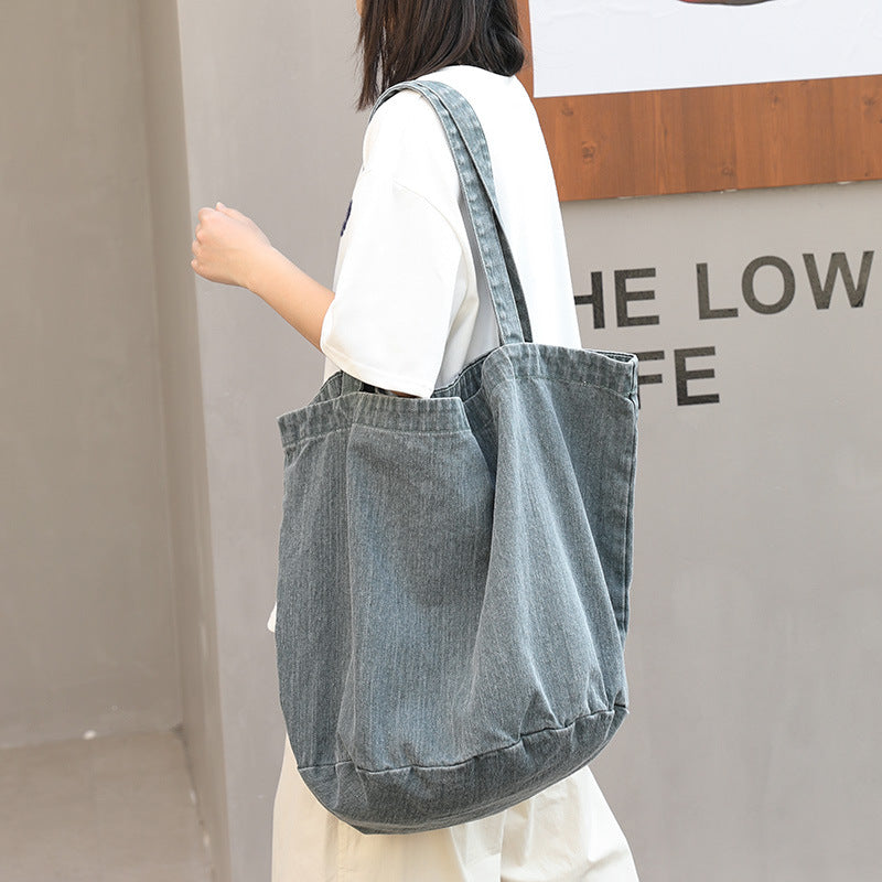 Women's Leisure Artistic Denim Versatile Vintage Wash Fashion Canvas Shoulder Bags