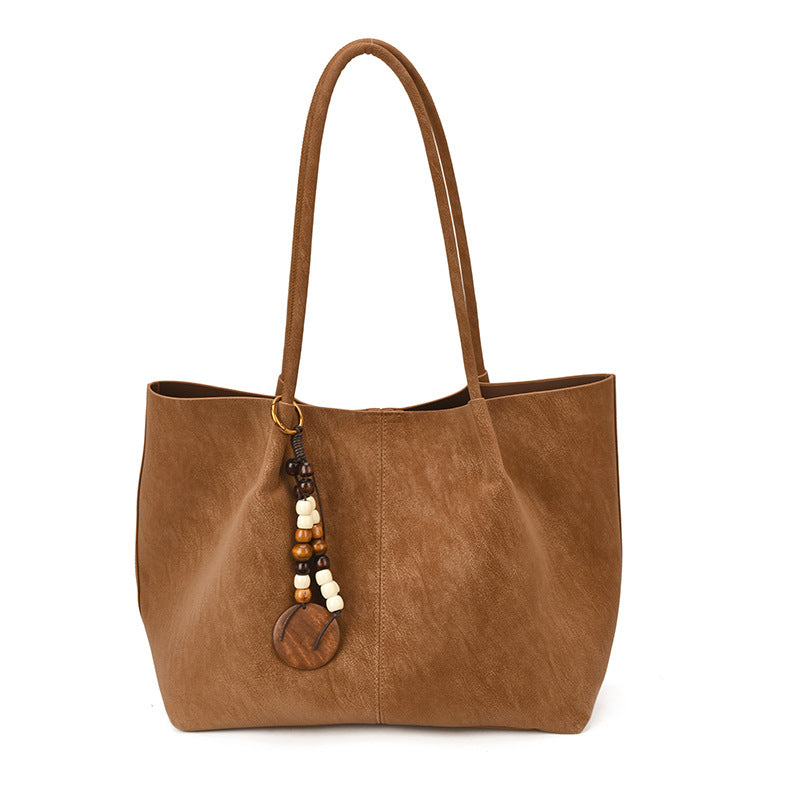 Women's Fashionable High-grade Solid Color Large Capacity Lazy Tote Bag
