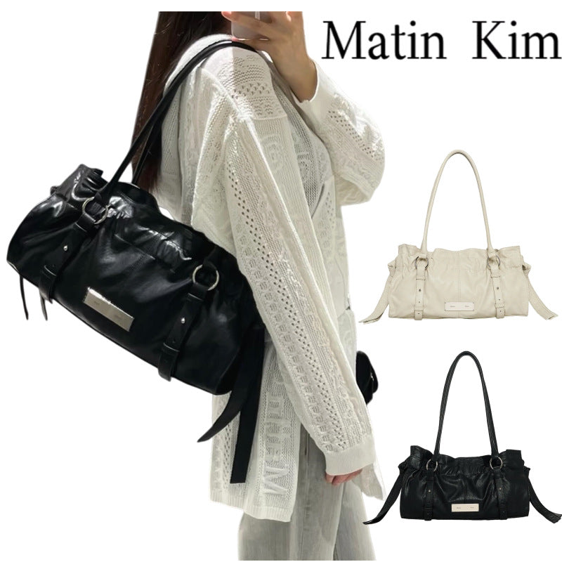 Spring Metal Label Side Strap Long Handbags
