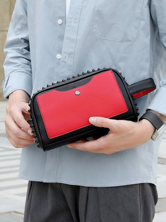 Men's Fashion Locomotive Style Rivet High-grade Out Wash Men's Clutch