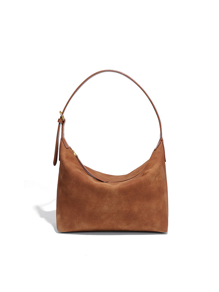 Women's Retro Underarm Lunch Box Frosted Suede Women's Handbag