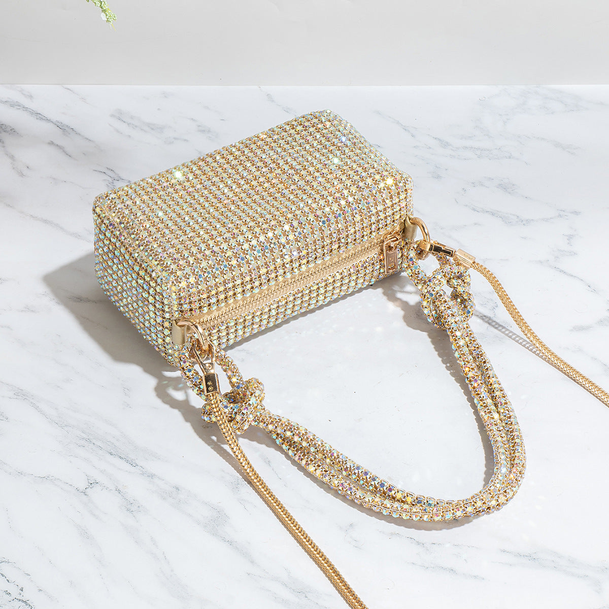 Elegant Full Diamond Rhinestone French Lady Chain Handbags