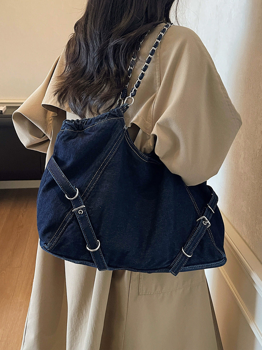 Women's Denim Large Capacity Versatile Leisure Chain Tote Bags