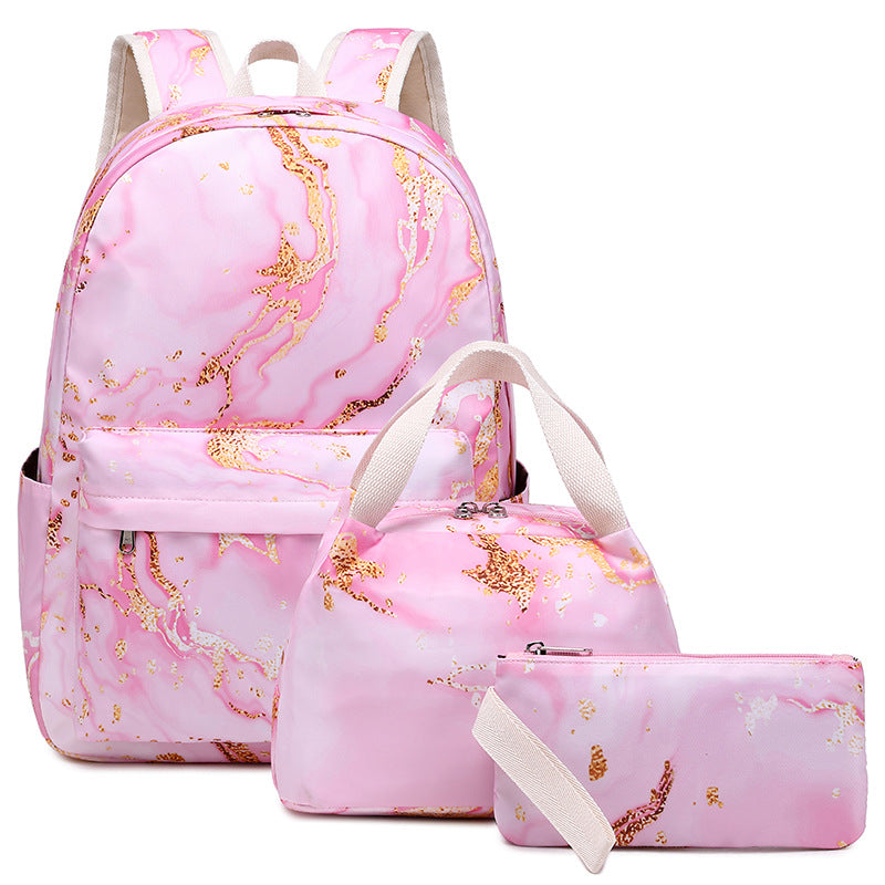 Women's Secondary Trendy Three-piece Waterproof Printed Backpacks