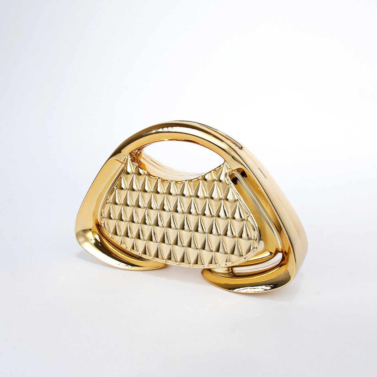 Women's Hard Shell Metal Sense Grid Trapezoid Party Gathering Bags
