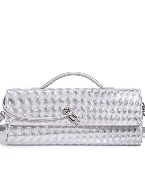 Women's Hot Rhinestone Exquisite Horizontal Diamond Portable Baguette Hand-held Dinner Bag