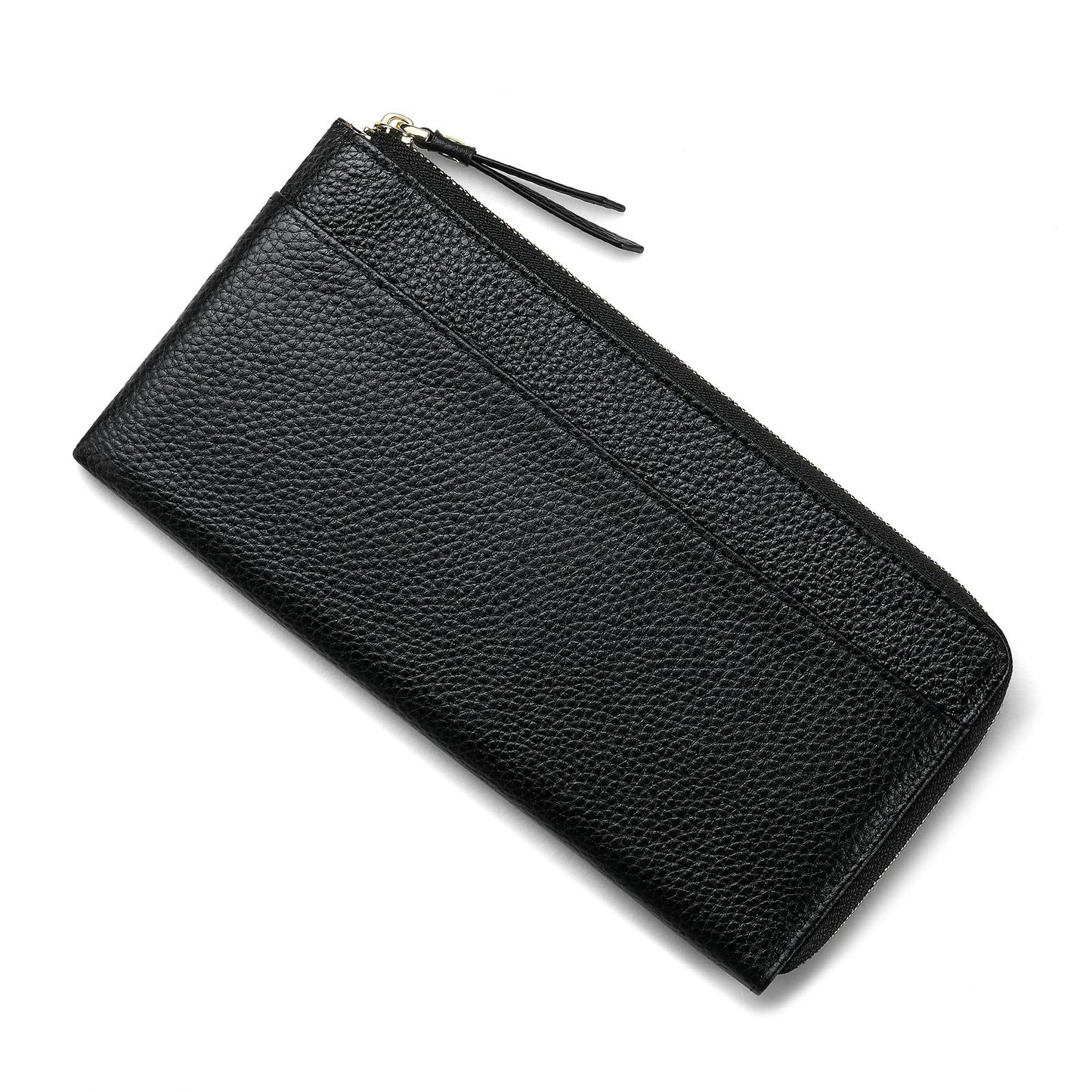 Women's Genuine Leather Litchi Pattern Zipper Fashion Long Change Bags
