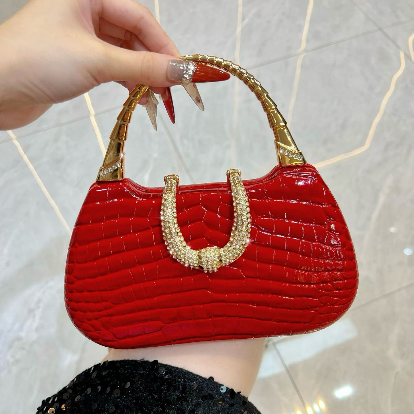 New High-grade Versatile Fashion Simple Rhinestone Dinner Bag