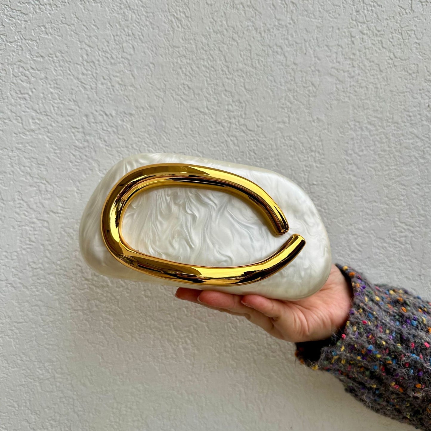 Trendy Classic Round Box Clutch Acrylic Vintage Dinner Bag