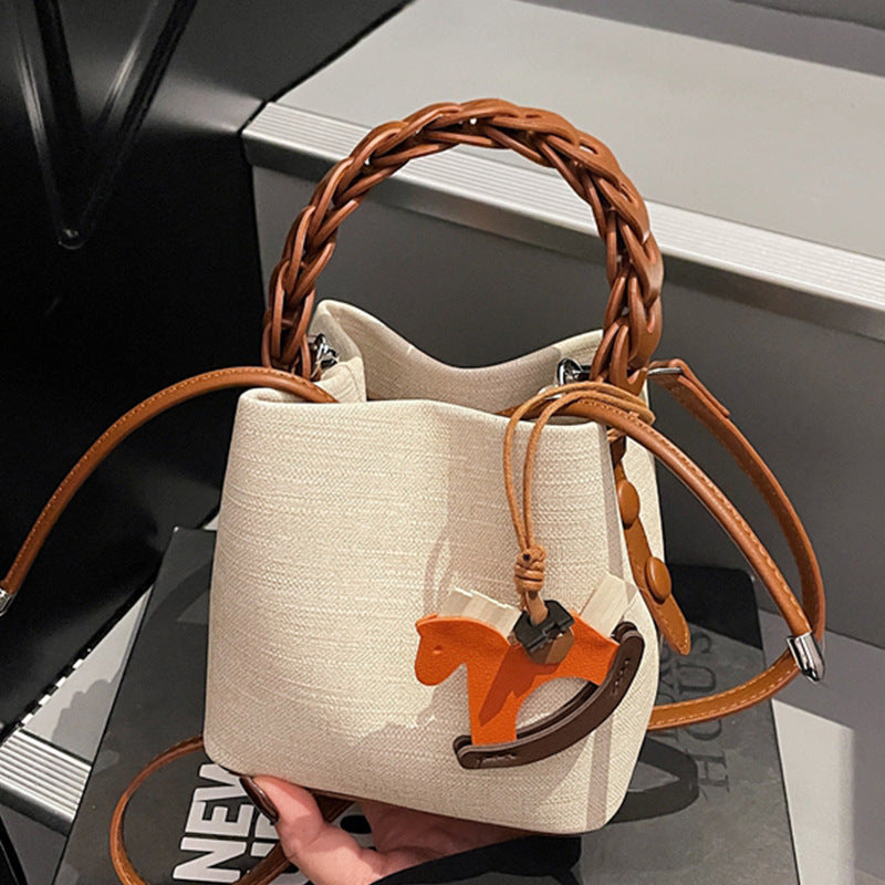 Minority Retro Texture Daily Trendy Patchwork Bucket Bags