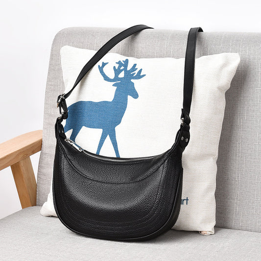 Women's First Layer Cowhide Selenodont Genuine Soft Underarm Women's Leather Bag