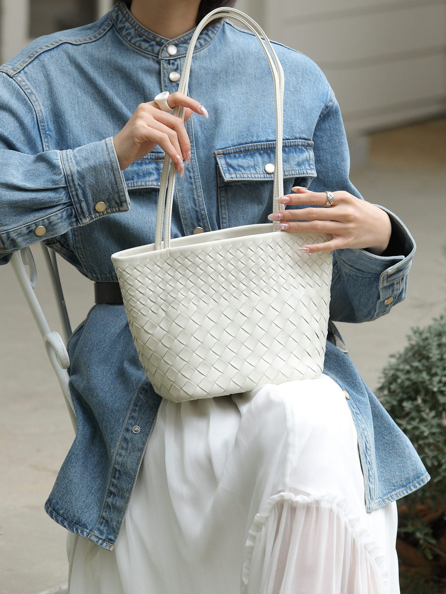 Spring Sheepskin Hand-woven Genuine Leather High Texture Bags