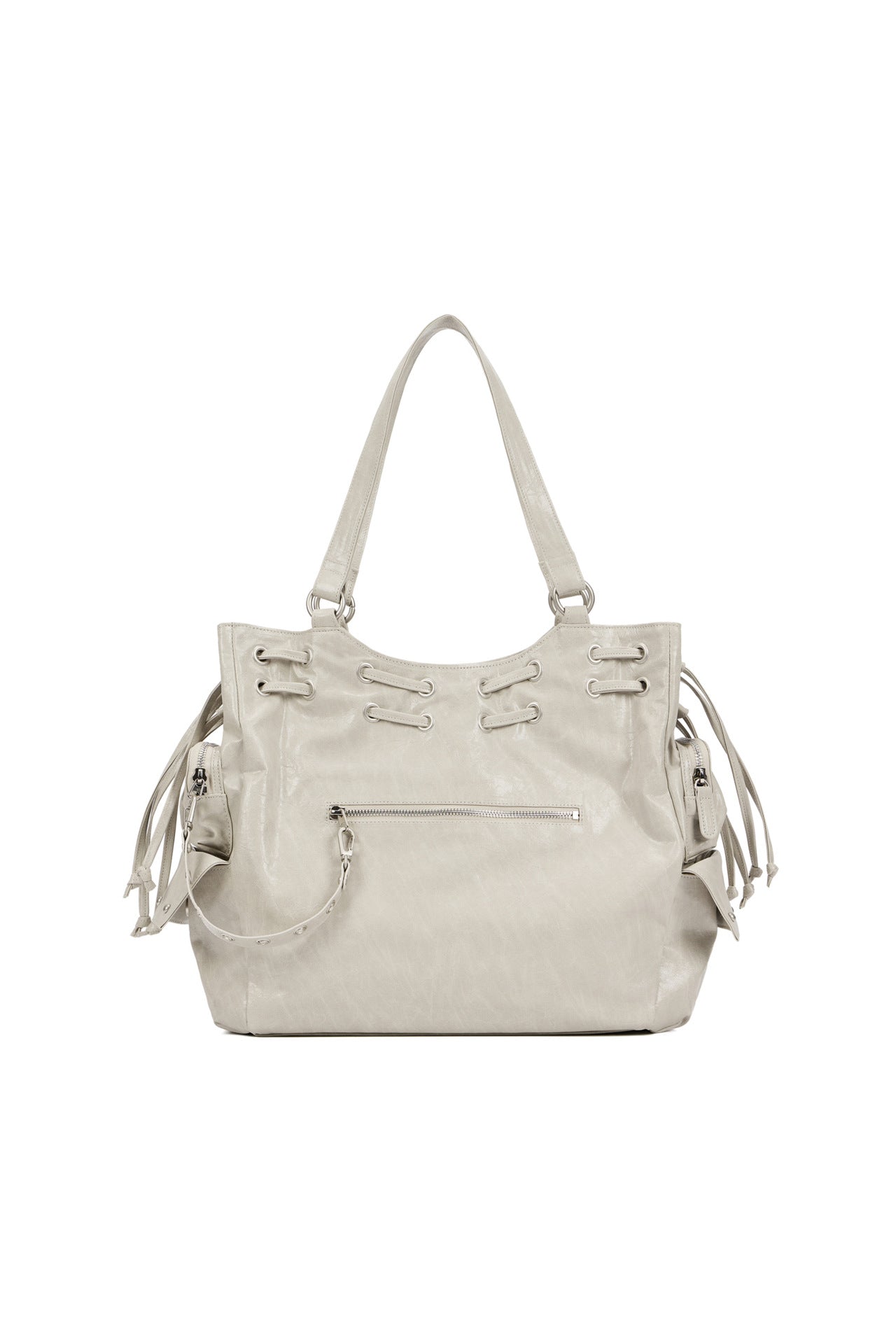 Women's Niche Motorcycle Large Drawstring Pocket Studded Tote Bag