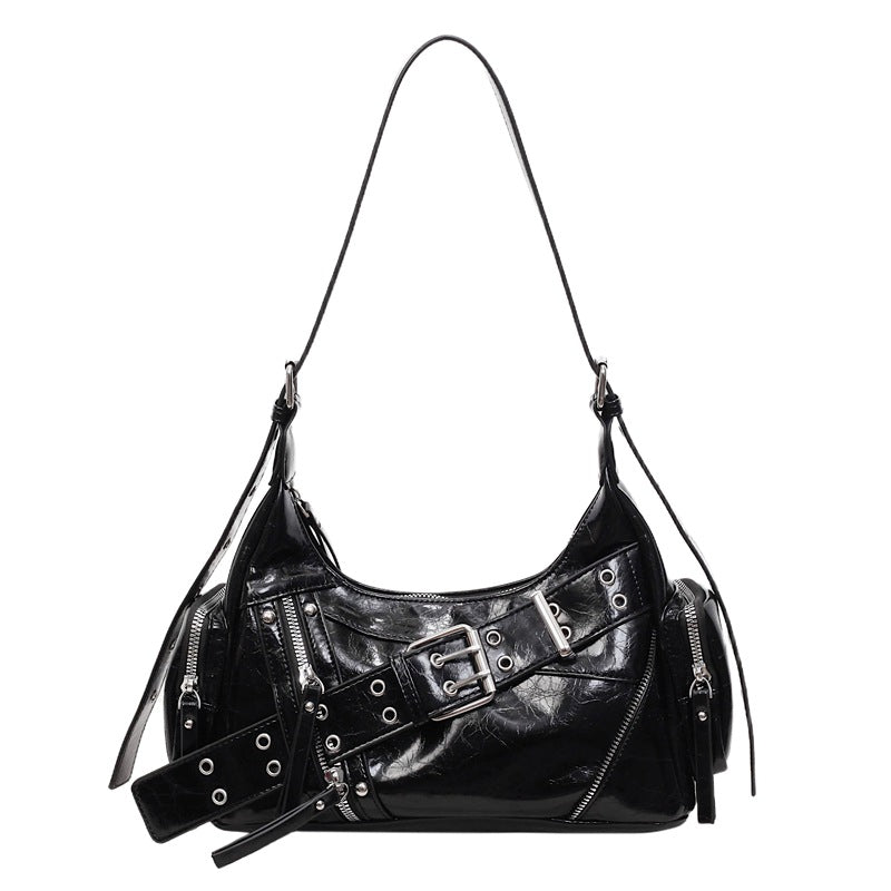 Women's Retro Trendy Underarm Niche Motorcycle Versatile Bags