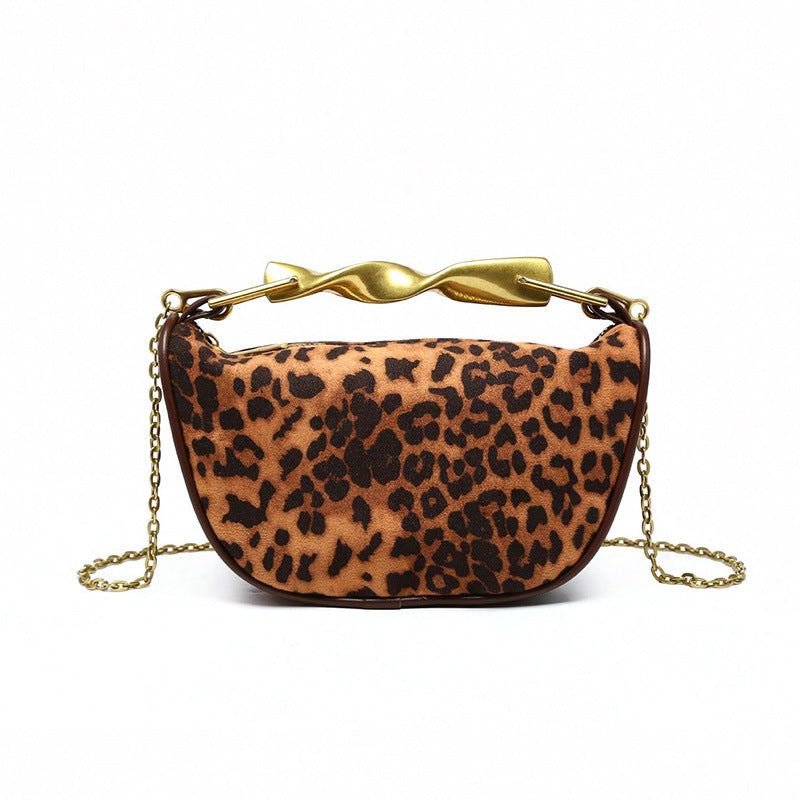 Women's Leopard Print Frosted Texture Chain Retro Women's Messenger Bag