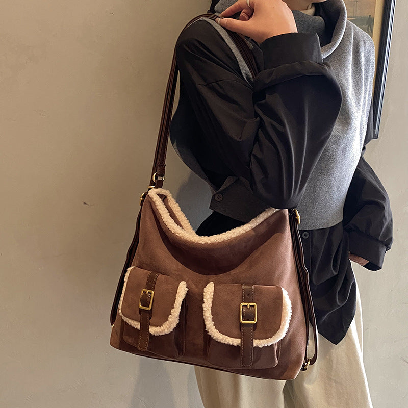 Furry Korean Fashion Winter Plush High-grade College Student Schoolbag