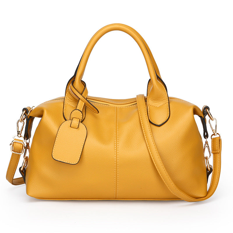 Women's Soft Leather Large Capacity Mom Boston Portable Commuter Women's Messenger Bag