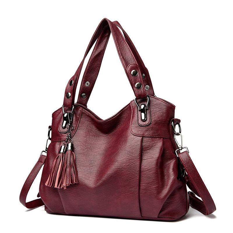 Women's Classic Washed Sheepskin Tassel Texture Good Women's Messenger Bag