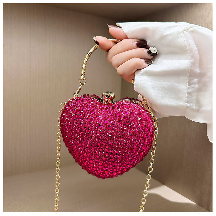 Women's Heart Shape With Diamond Acrylic Dinner Women's Messenger Bag