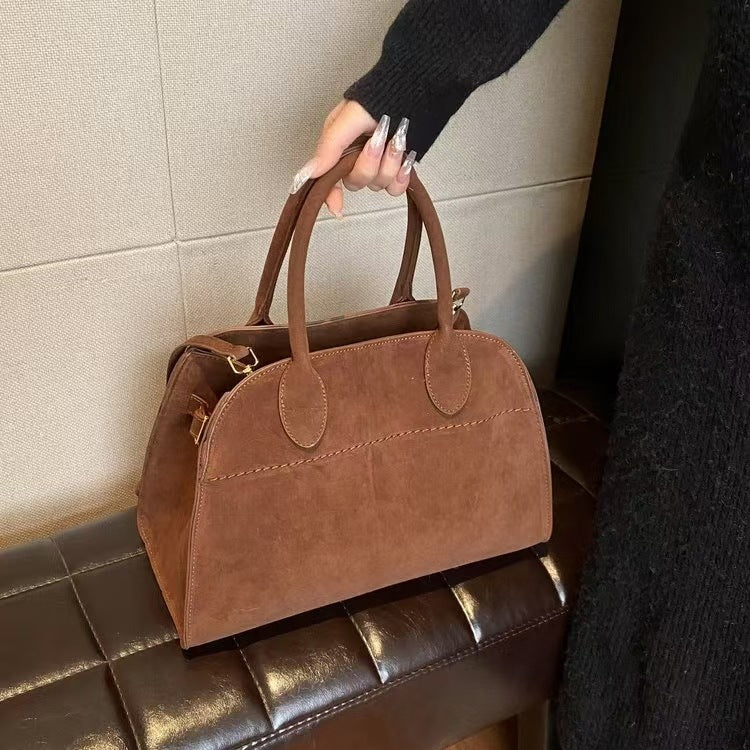 Women's Textured Large Capacity Suede Frosted Portable Tote Bags