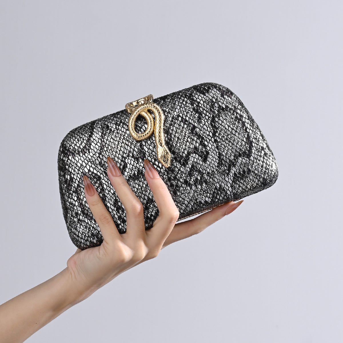 Women's Vintage Snake Pattern Clutch Dress Cheongsam One Dinner Bag