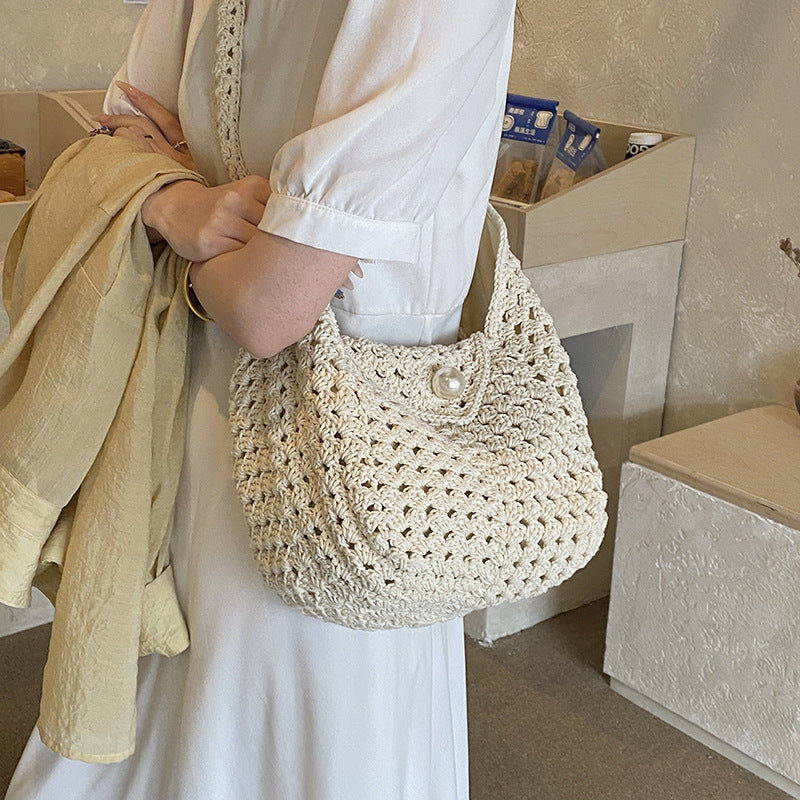 Idle Style Hollow Woven Design Seaside Holiday Simple Women's Shoulder Bag