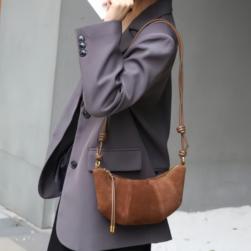 Women's Croissant Retro Frosted Leather Dumpling Fashion Underarm Women's Handbag