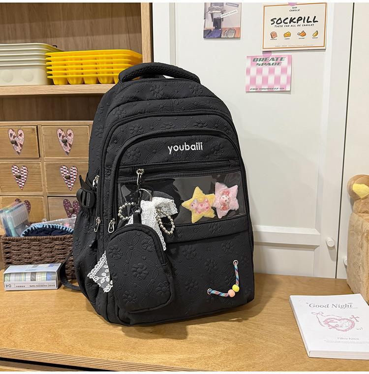 Gentle Candy Color Texture Junior Lightweight Commuter Leisure Backpack