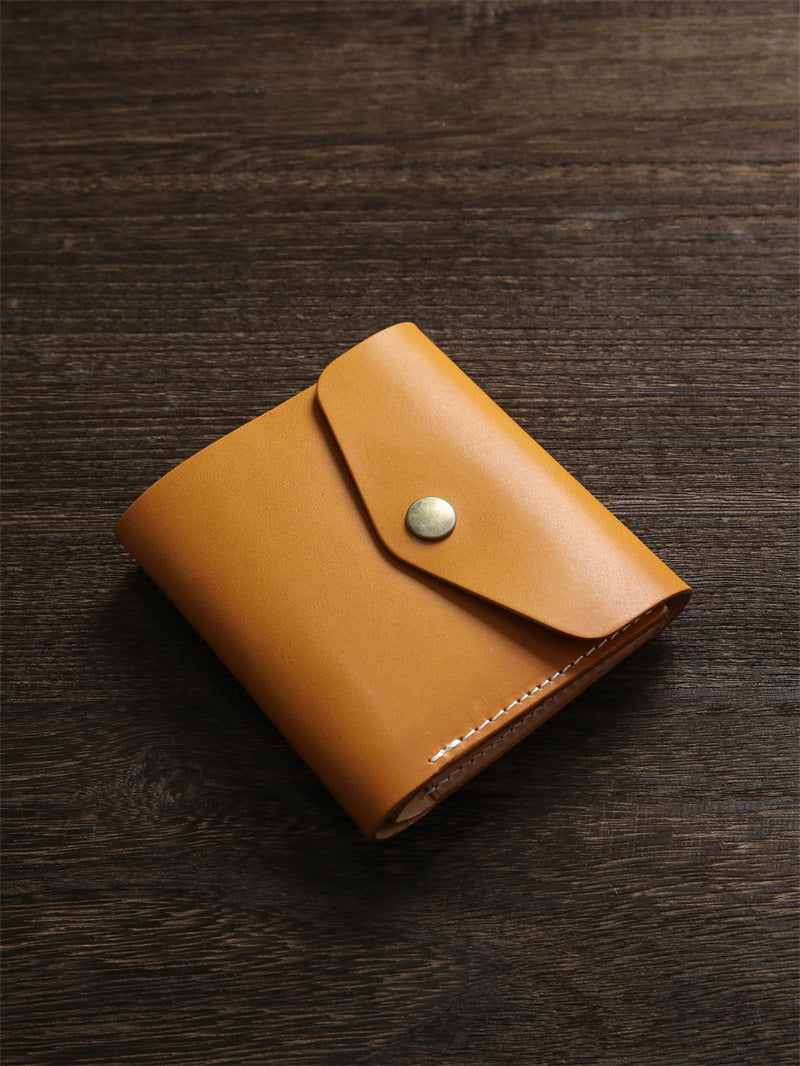 Women's & Men's Vegetable Tanned Leather Cowhide Short Genuine Men's Wallet