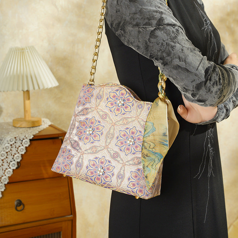 Flowers In The Fog Printing Chain National Style Women's Handbag
