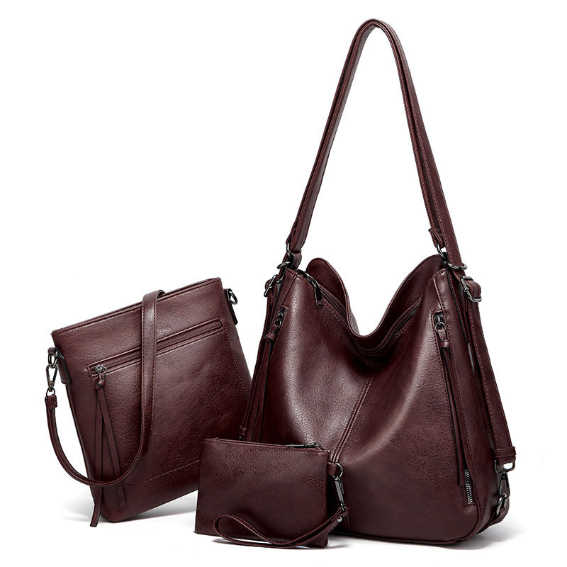 Women's Set Simple Solid Color Large Capacity Women's Shoulder Bag