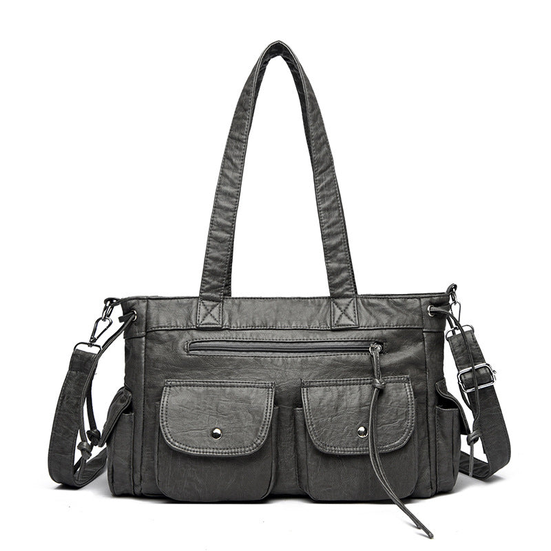 Women's Horizontal Soft Leather Washed Distressed Motorcycle Retro Hot Bags